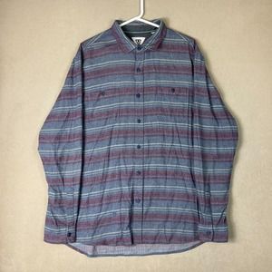 Vissla Shirt Mens Extra Large Gray Red Volt Striped Button‎ Up Long Sleeve Adult